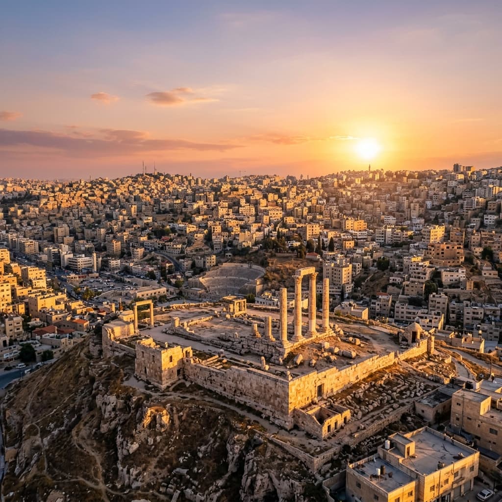 Warm panoramic view of Amman